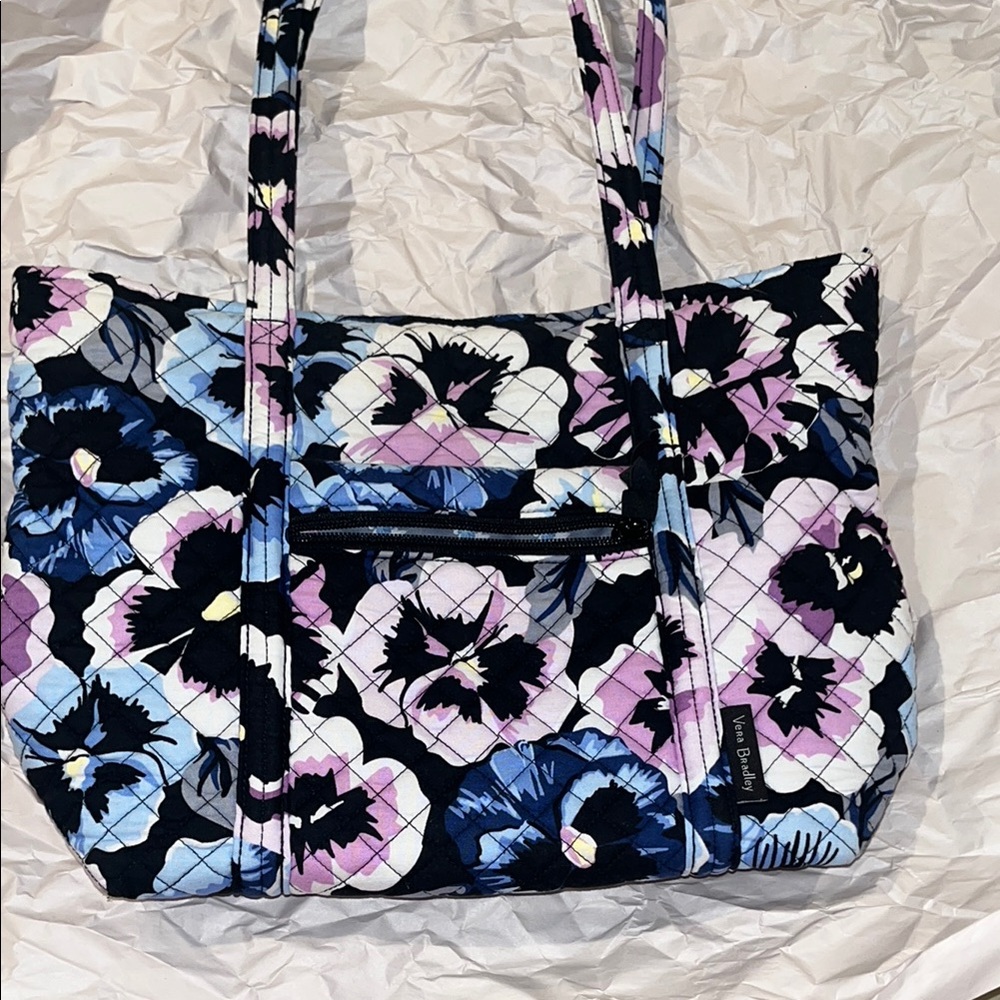 Vera Bradley small cotton Vera tote plum pansies